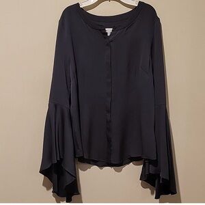 MILLY SILK SATIN BELL SLEEVE MICHELLE BUTTON DOWN BLOUSE / TOP, size 8